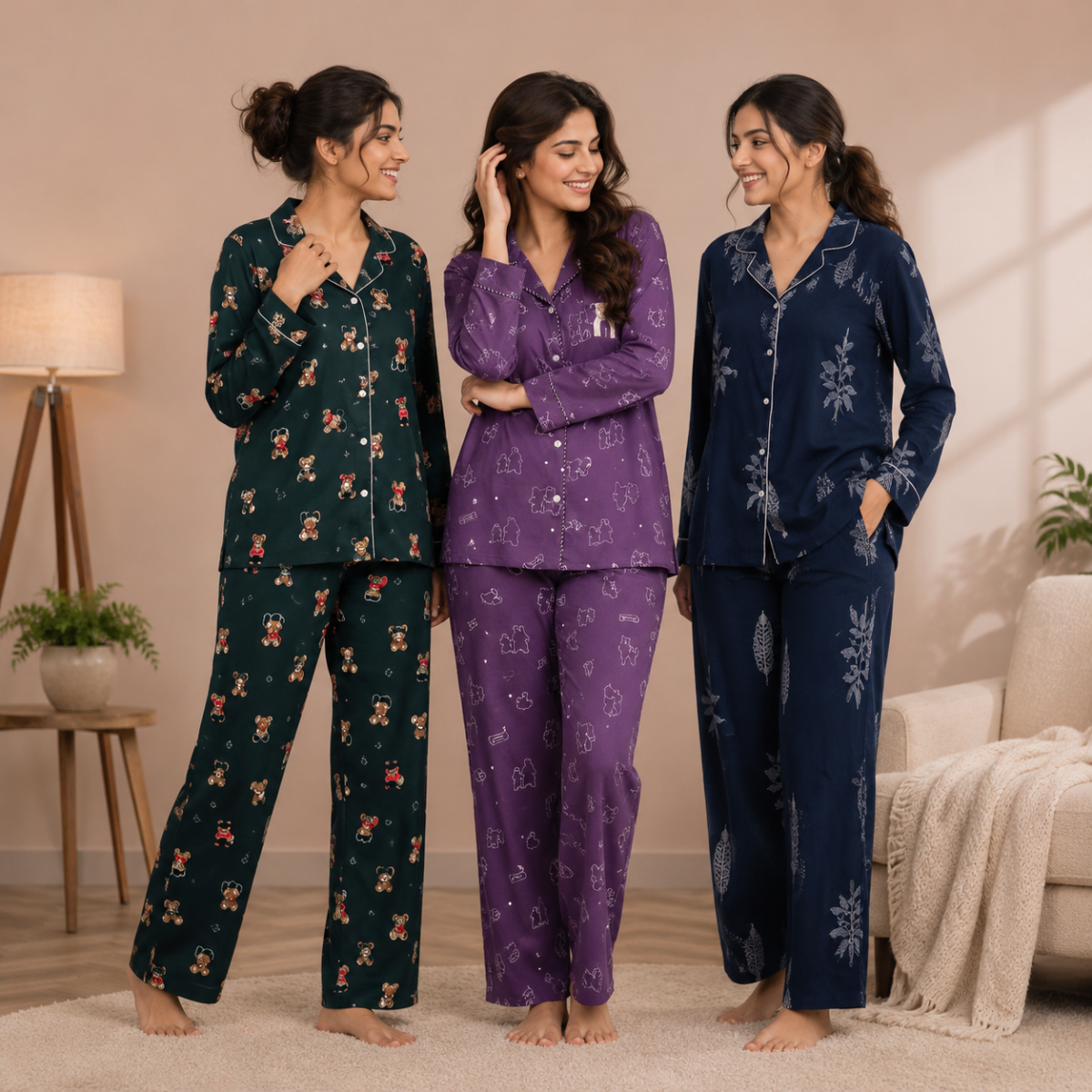 3 Cotton Night Suit For Women (N-10)