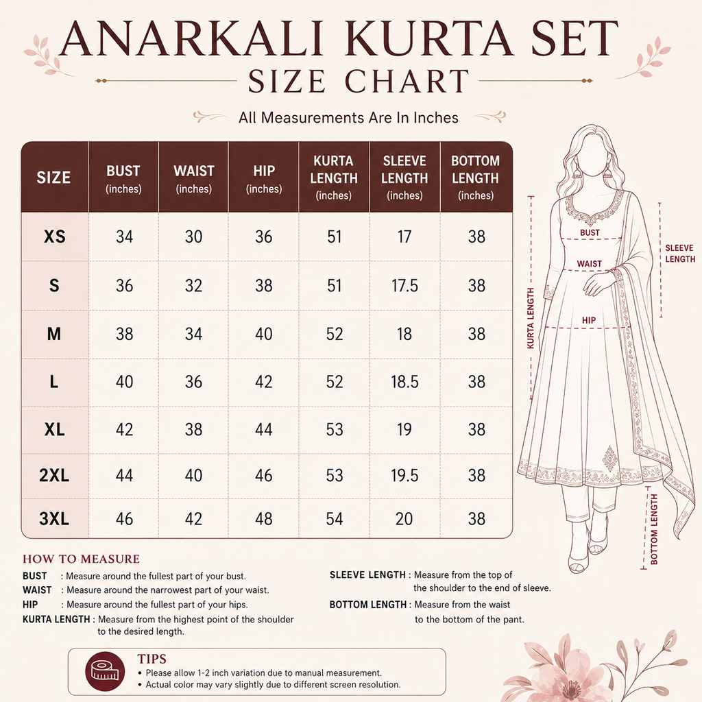 3 Anarkali Style Kurta Set with Dupatta ( A4 )