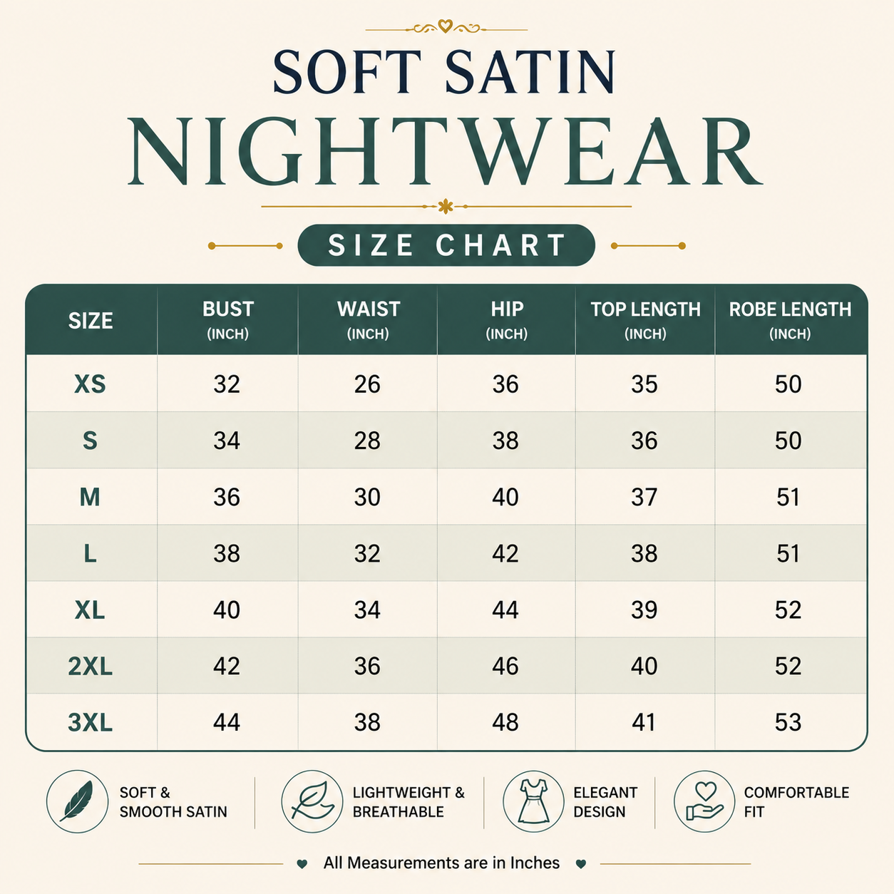3 Soft Satin Nightwear ( N-5 )